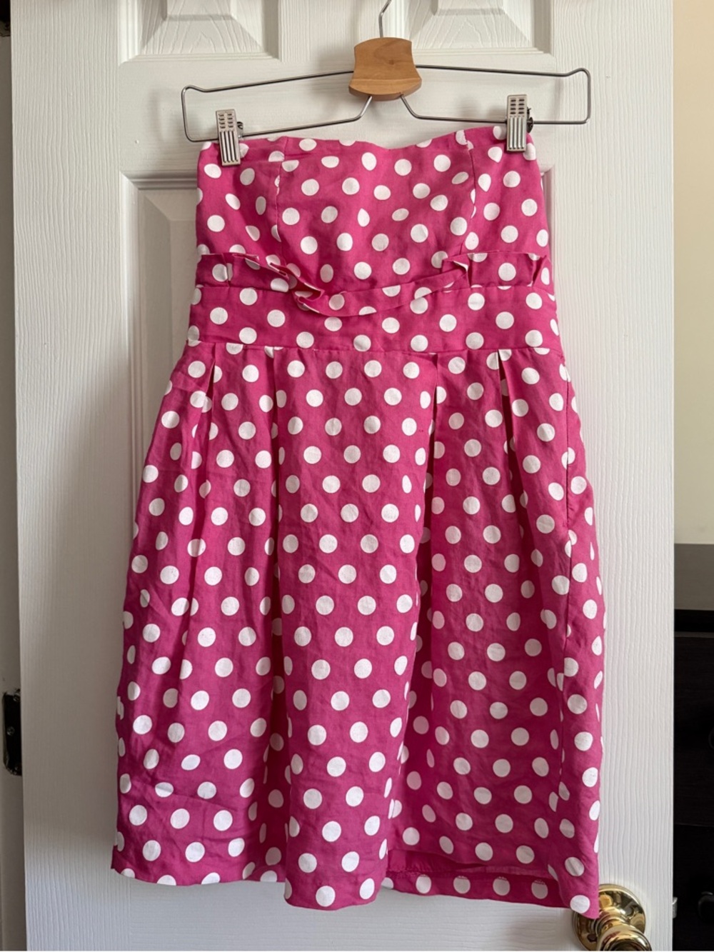 Polka Dot Strapless Ruffle Bubble Mini Dress